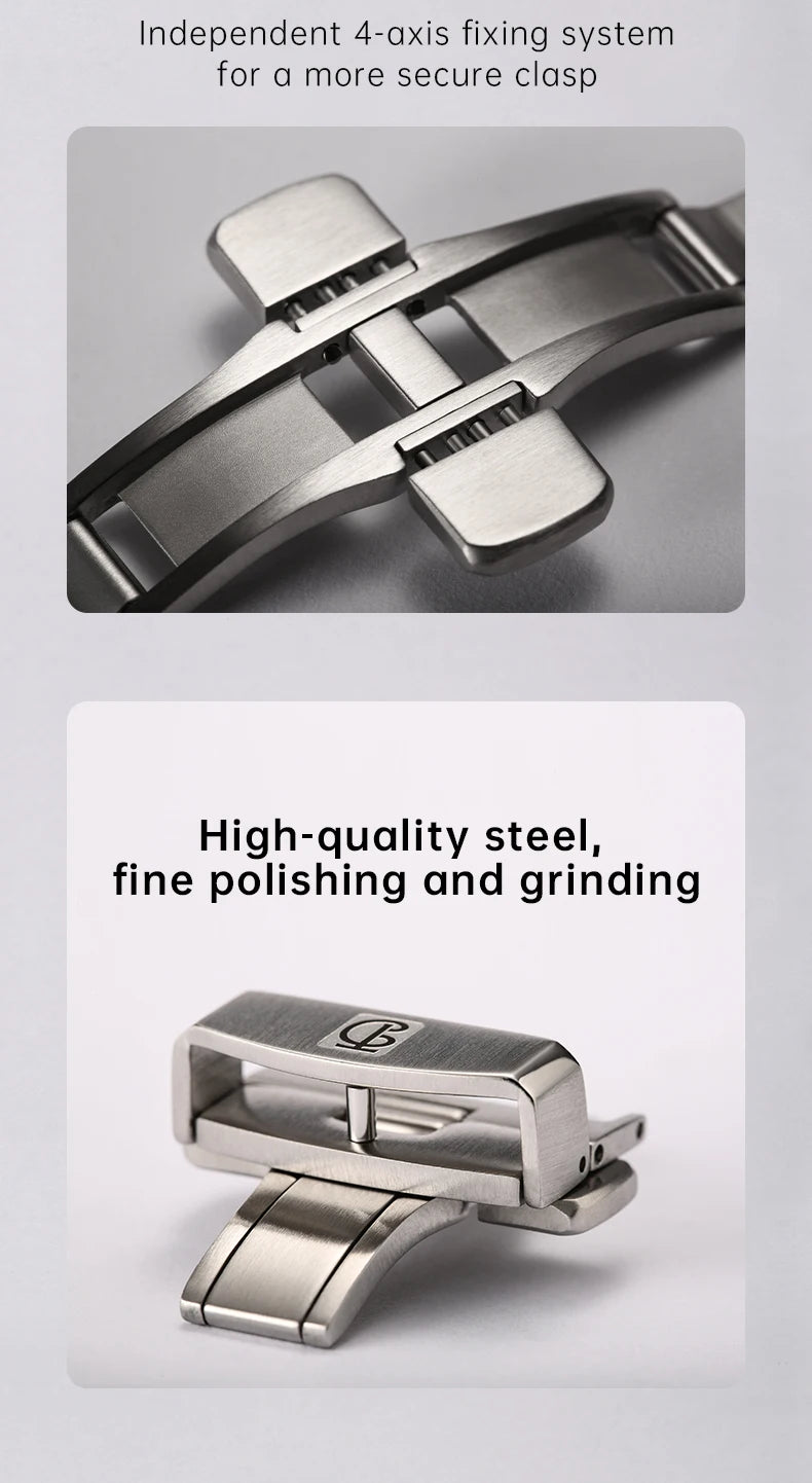 MAIKES 316L Stainless Steel Butterfly Clasp – 18/20mm Brushed Folding Buckle