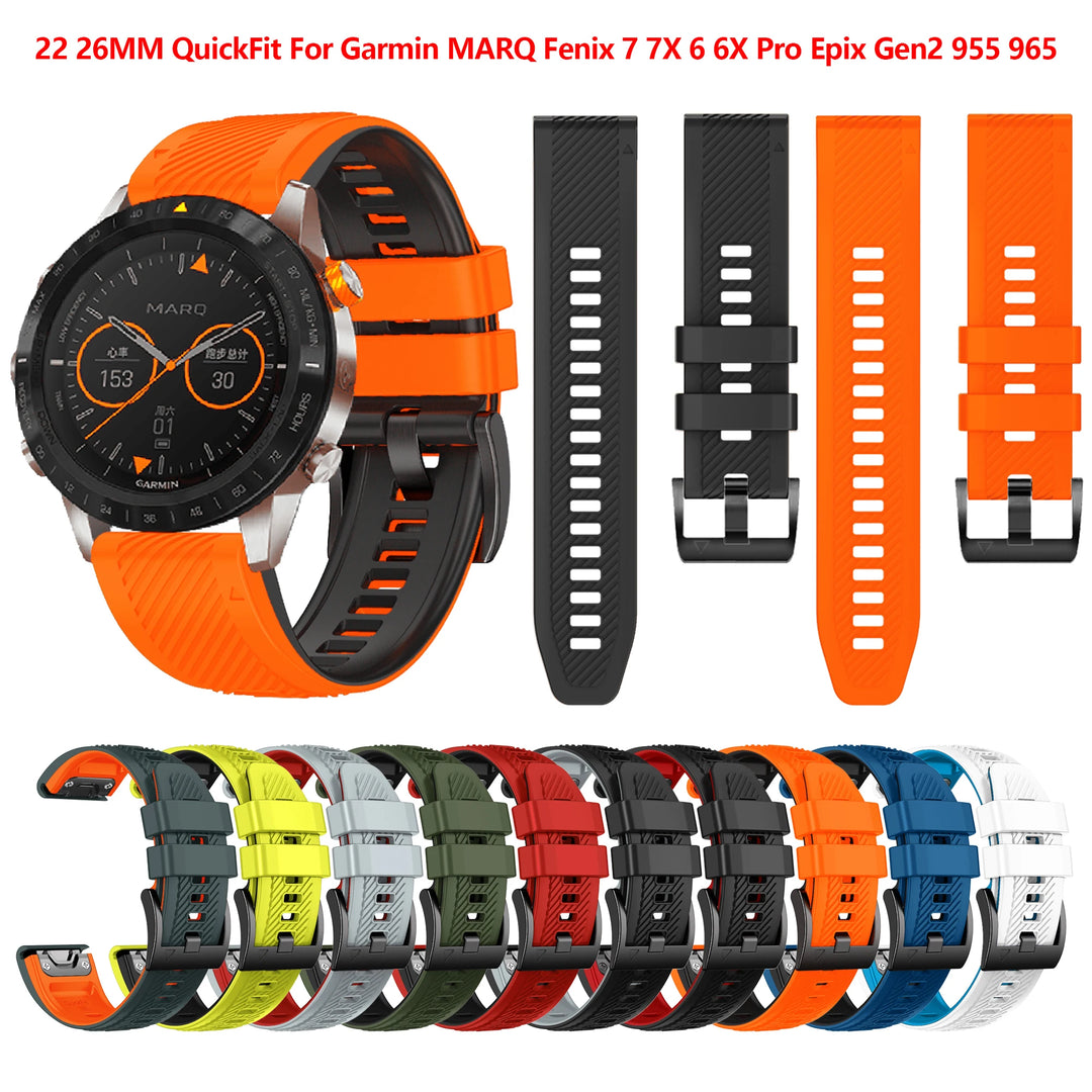 QuickFit Silicone Watch Strap 22/26mm for Garmin Fenix, MARQ, Epix & D2 Series