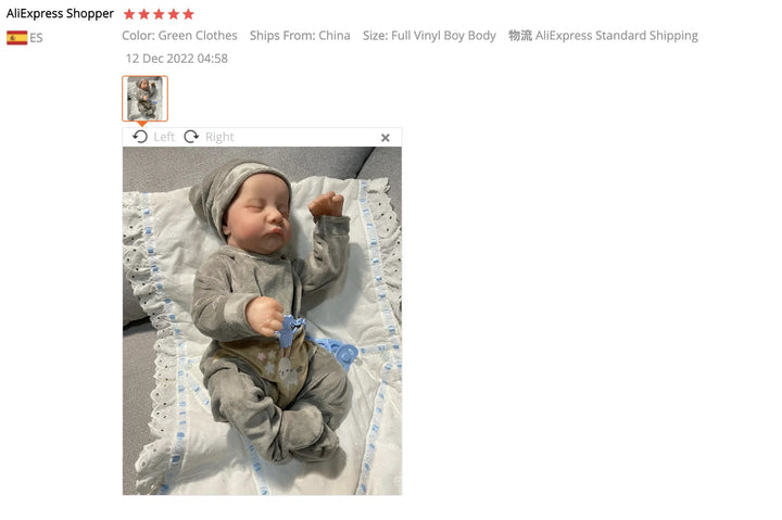 20″ Finished Levi Reborn Baby Doll – Lifelike Sleeping with 3D Painted Skin