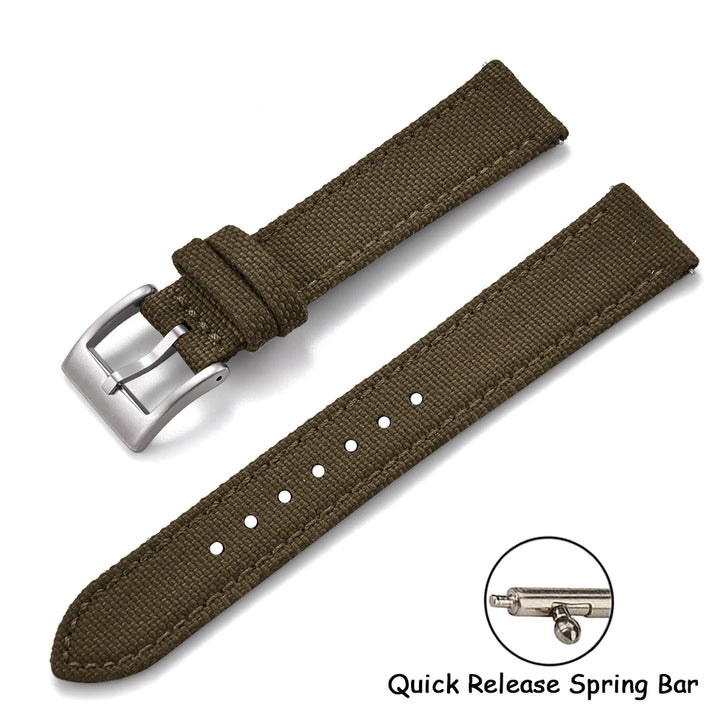 Sailcloth Leather Watch Strap – 18-22mm Quick Release