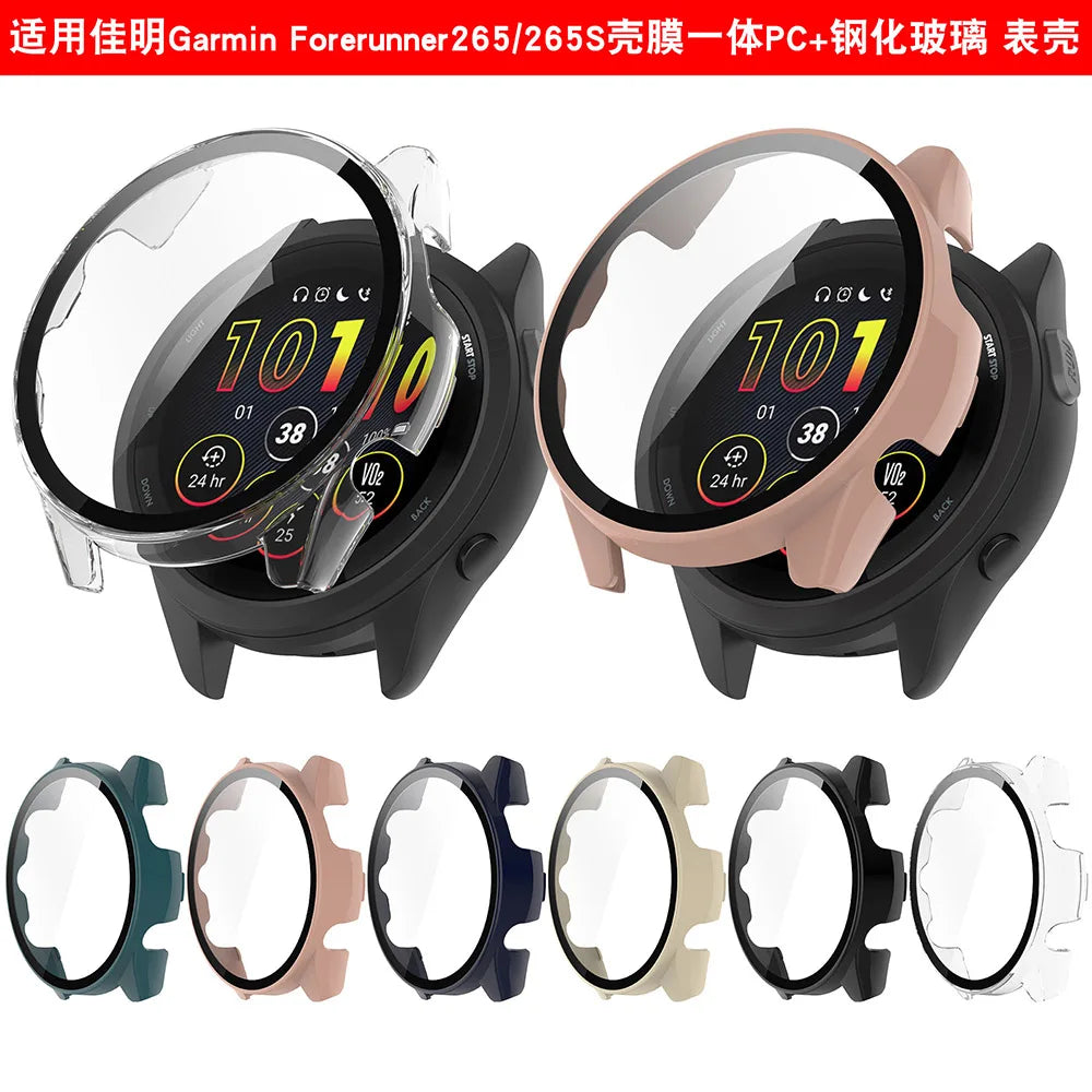 PC+Glass Full Protective Case for Garmin Forerunner 265/265S