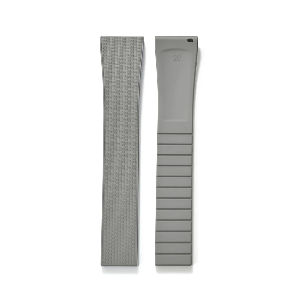 Premium Stripess CTS FKM Rubber Watch Strap 20mm Watchband Quick Release Silver/Black/Gold CTS Butterfly Buckle Cut To Sizes