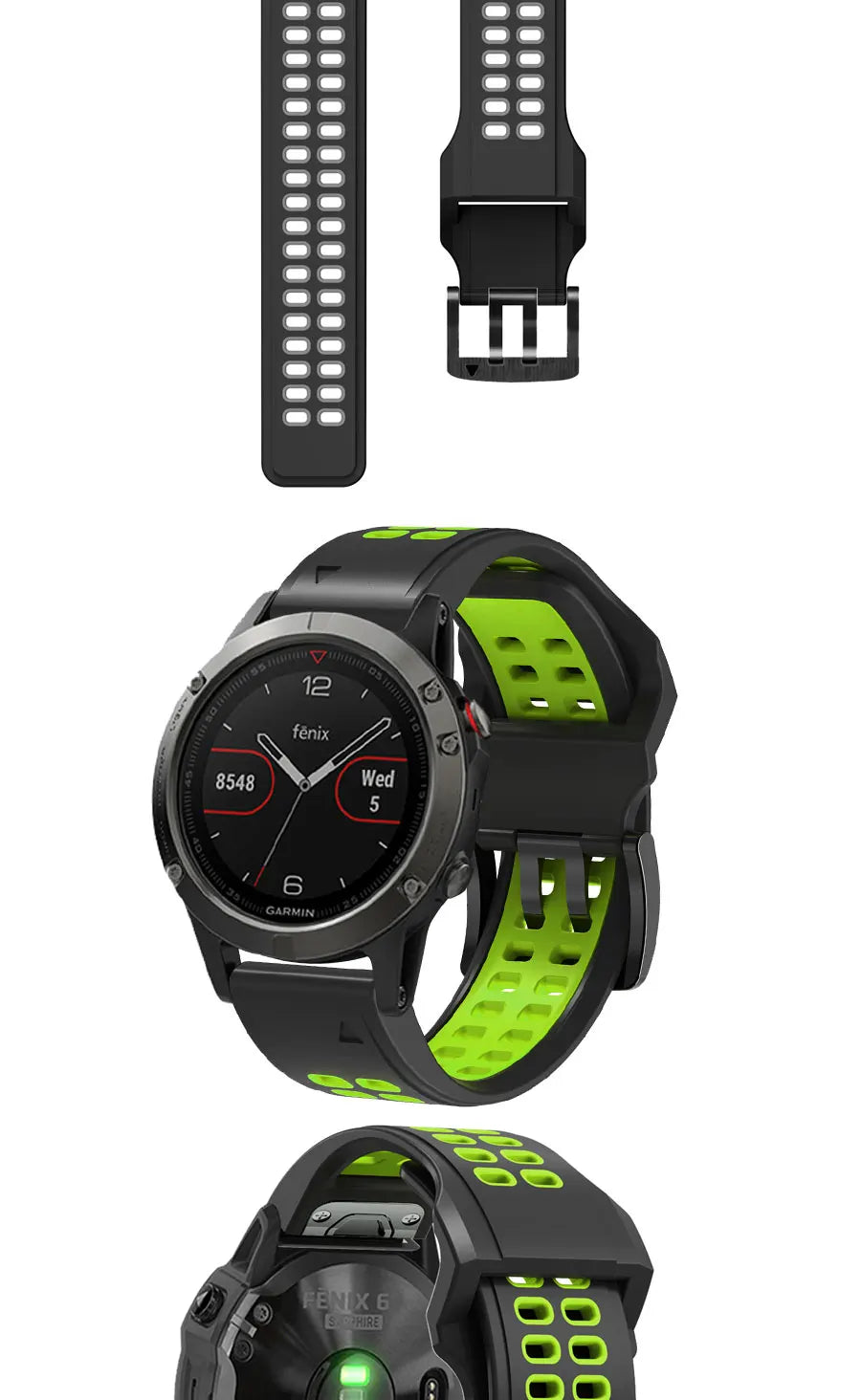 Quick-Release Silicone Strap for Garmin Fenix & Forerunner (22-26mm)