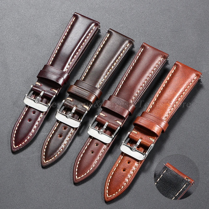 Vintage Oil Wax Leather Watch Strap – Brown Cowhide (18-22mm)