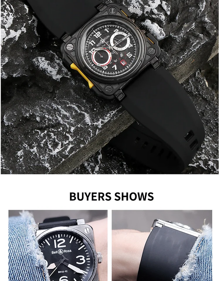 Bell & Ross BR01/BR03 Silicone Watch Strap – 24mm, Waterproof & Breathable