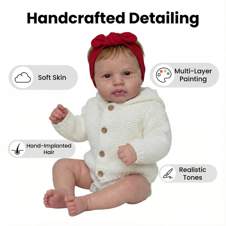 NPK 19inch LouLou Awake Doll with Soft Cloth Body - Detailed Painting Lifelike Real Soft Touch with Hand Rooted Hair
