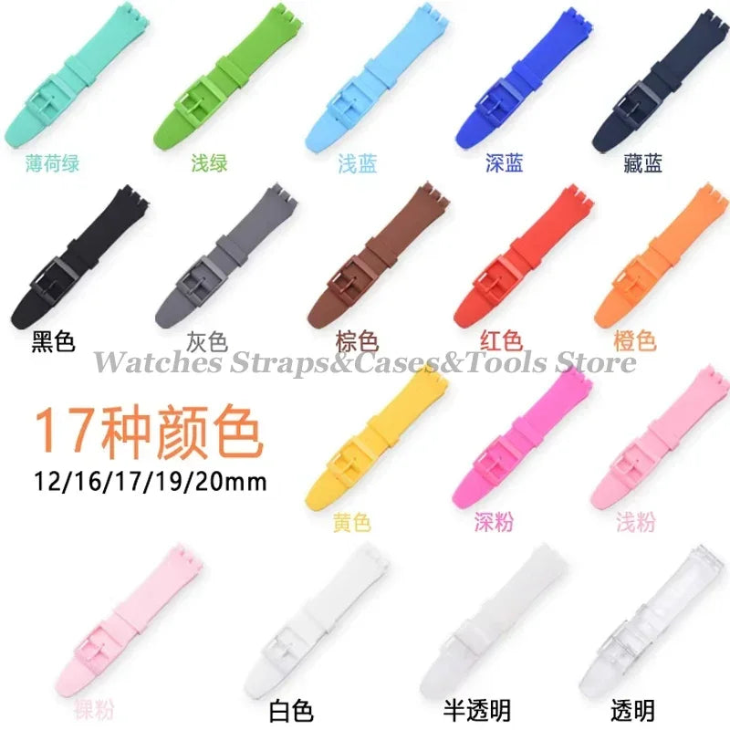 Soft Silicone Rubber Watch Band 16–20mm for Swatch (Sports Replacement)