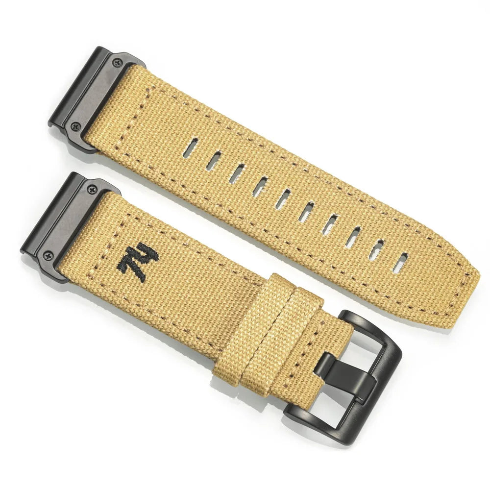 HEMSUT Canvas QuickFit Watch Strap – 20/22/26mm for Garmin fēnix, Tactix, Forerunner, MARQ