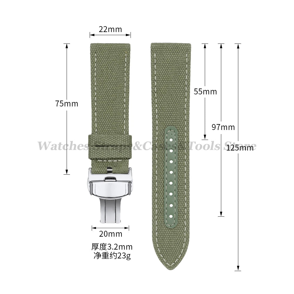 Sailcloth Nylon Strap (20–22mm) – Waterproof QR