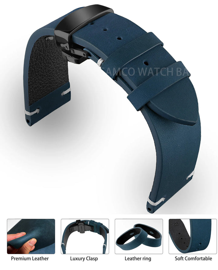 Vintage Top-Grain Leather Watch Strap (18–24mm)