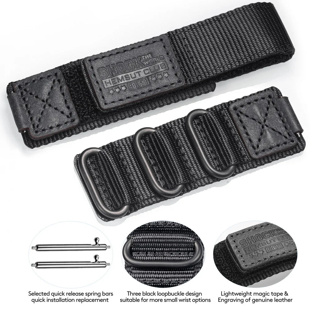 HEMSUT For Casio Watch Band Nylon Leather 18mm Sports Replace Straps Compotible With Gshock AE1200 /1300/W-218H