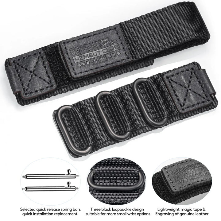 HEMSUT For Casio Watch Band Nylon Leather 18mm Sports Replace Straps Compotible With Gshock AE1200 /1300/W-218H