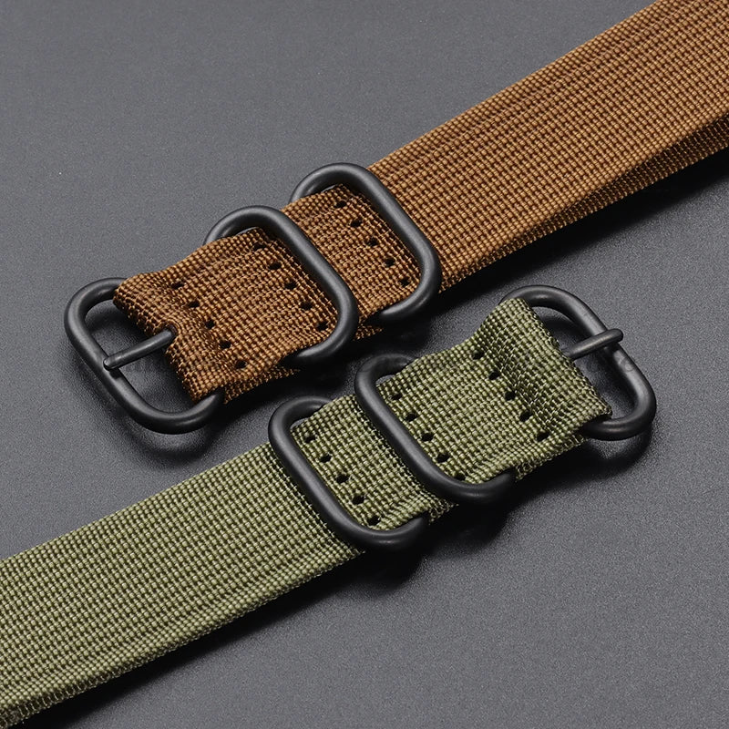 Sailcloth Nylon Watch Strap with Ring Buckle (18–24mm)