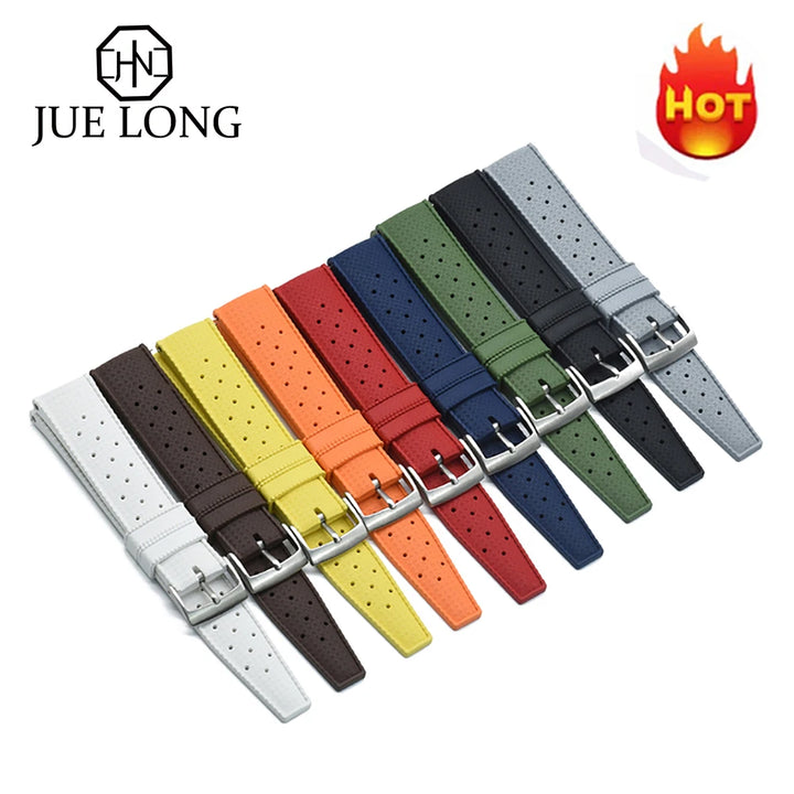 JUELONG PFAS-Approved Quick Release Tropical FKM Rubber Watch Strap 18-19-20-21-22-23-24mm Perfect Fit Flat End Universal Bands