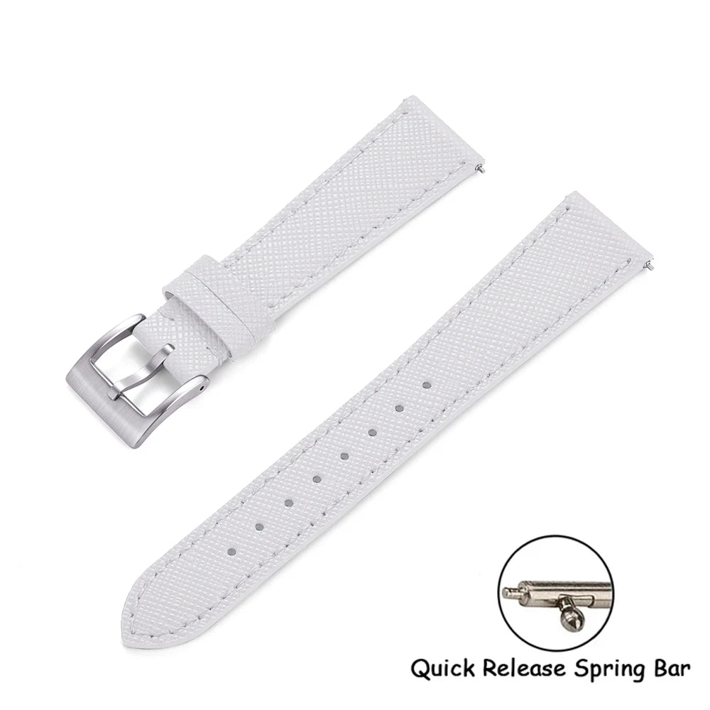 Quick Release Saffiano Leather Watch Strap – 18-24mm Universal