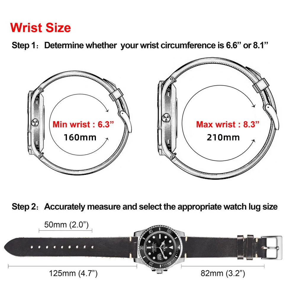 Genuine Horween CXL Leather Watch Strap 18–22mm Quick Release