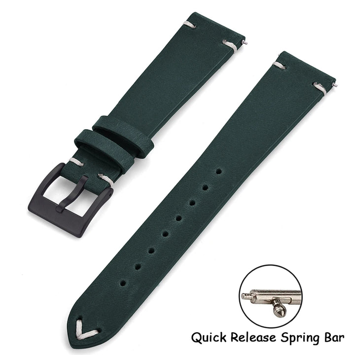 Crazy Horse Vintage Leather Quick-Release Watch Strap (18-22mm)