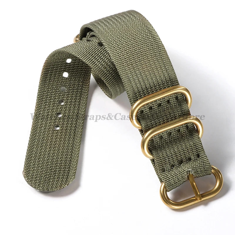 Sailcloth Nylon Watch Strap with Ring Buckle (18–24mm)