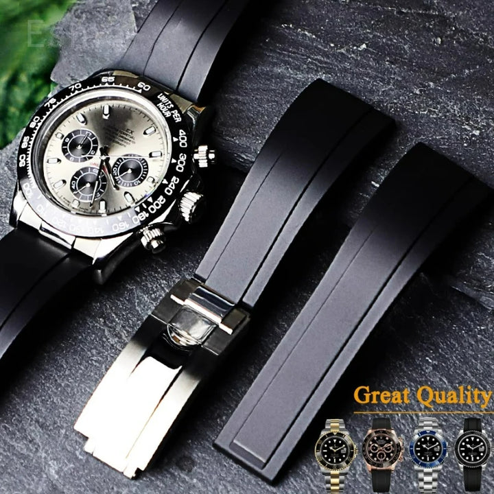 Flat Interface Silicone Watch Strap 20mm for Rolex Daytona & GMT 2