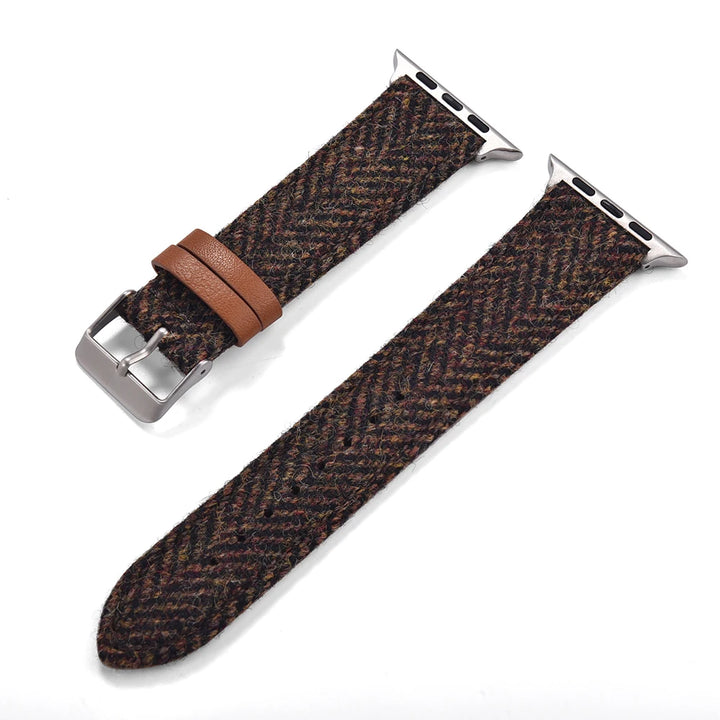 Vintage Wool & Leather Apple Watch Band – 40–49mm for Series 10–6, SE & Ultra 2
