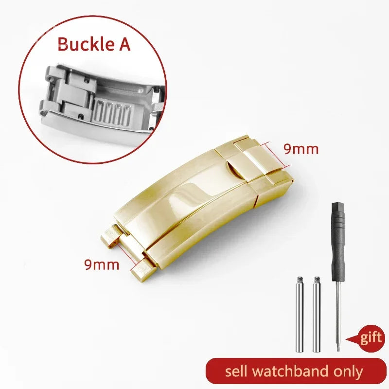 Rolex Daytona Stainless Steel Folding Buckle – Black & Rose Gold, 9×9 /