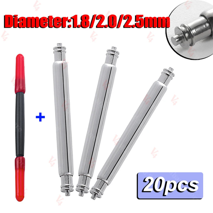 20pcs Watch Band Spring Pins 16–24mm (1.5–2.5mm Stainless Steel)