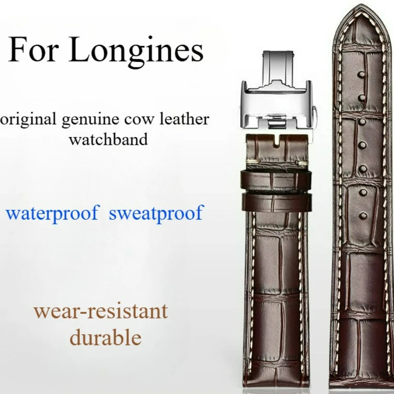 Genuine Cowhide Leather Watch Band 18–22mm for Longines Master &