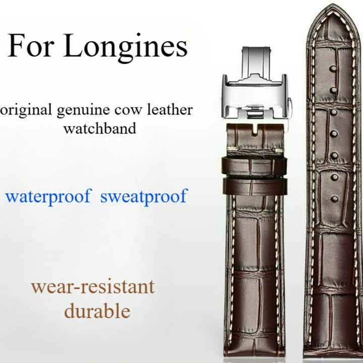Genuine Cowhide Leather Watch Band 18–22mm for Longines Master &