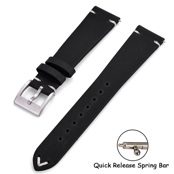 Crazy Horse Vintage Leather Quick-Release Watch Strap (18-22mm)