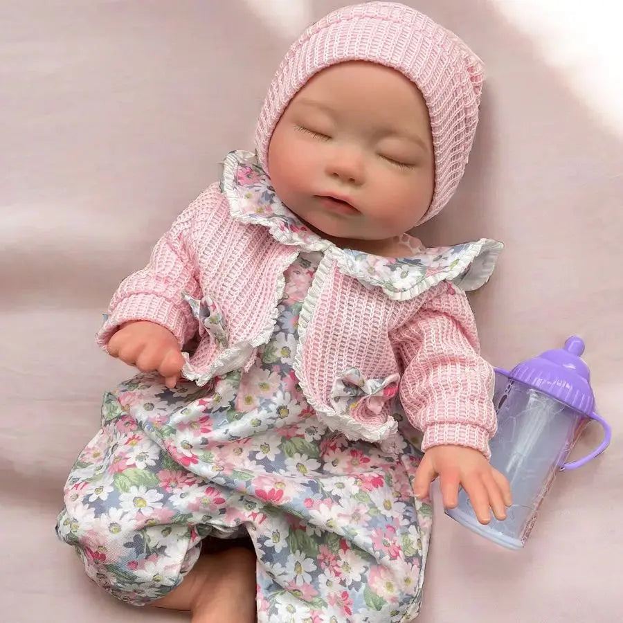 35 cm (13.7″) Soft Silicone Reborn Baby Girl – Full‑Body Handmade Doll