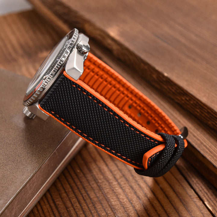 Qucik Release FKM Rubber Strap 18/20/22/24mm Sailcloth Leather Watch Bands Waterproof Nylon Bracelet For Omega Tissot IWC Seiko