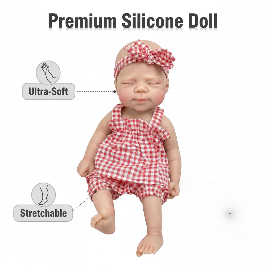 NPK-Flexible and Stretchable Silicone Newborn Doll, Platinum, Full Solid, Elastic, Lifelike, 12"