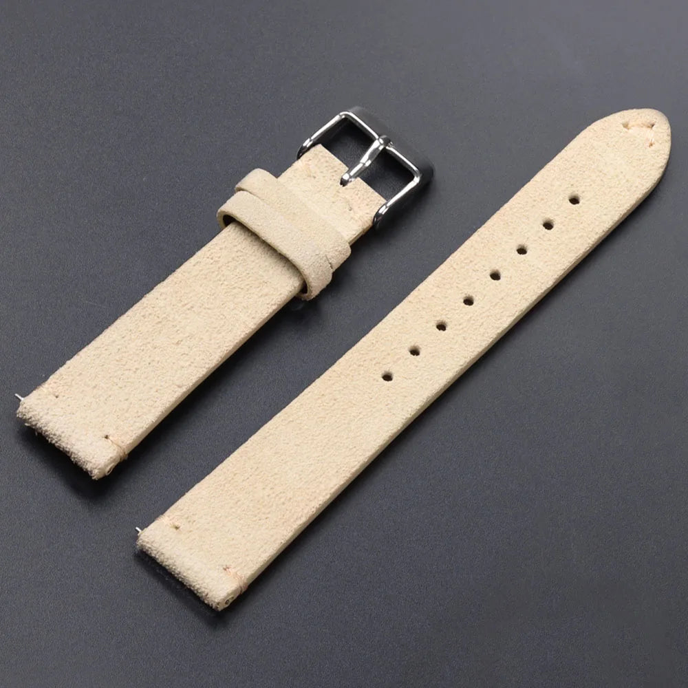 Quick Release Soft Suede Leather Watch Strap (14–22mm)