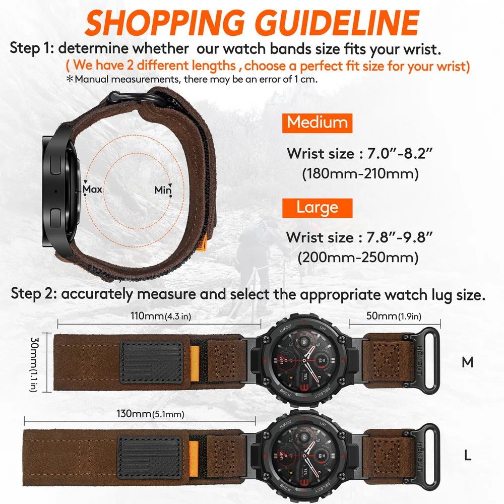 For Amazfit T-Rex 3 2 1 Watch Band Genuine Leather Suede Soft Cowhide Wrist Straps