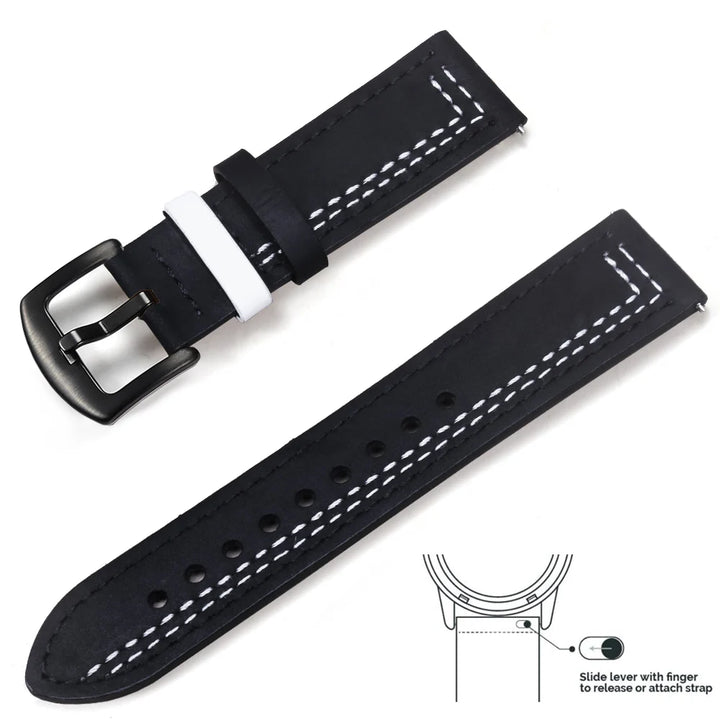 op Grain Genuine Leather Watch Band 20mm 22mm (Quick Release)