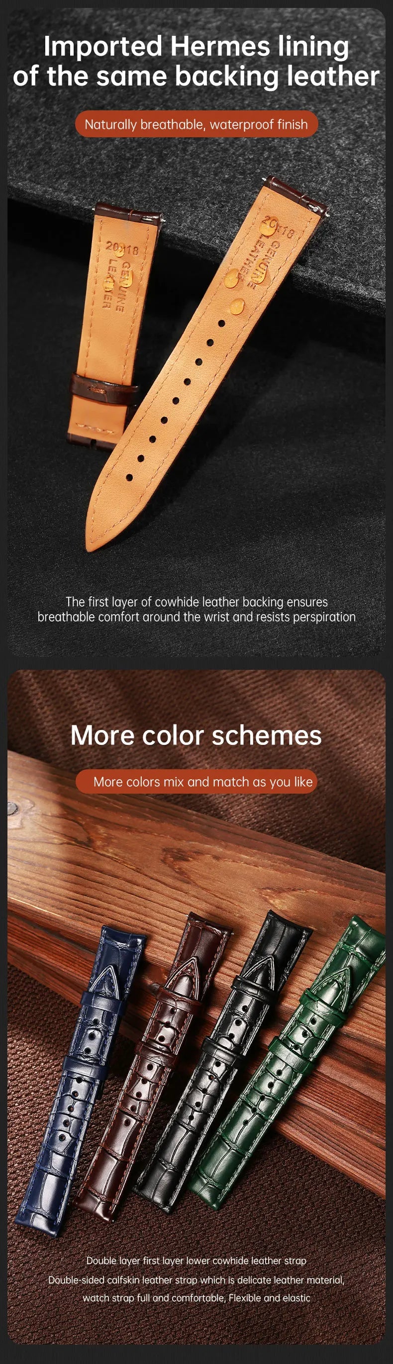 Maikes Top Quality Leather Watch Strap 20mm 22mm Accessories Watchbands Braceletes For Longines Jaeger-LeCoultre Watch Band