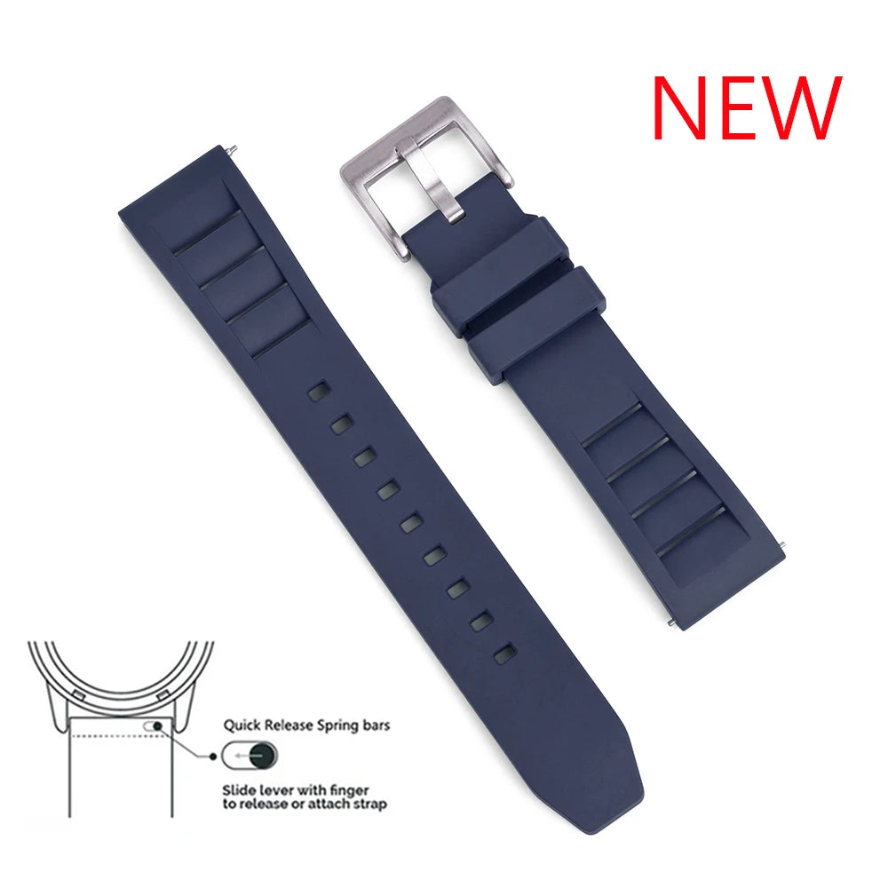 Premium Grade Fluoro Rubber Watch Strap 20mm 22mm For New FKM Watch Bands Diving Bracelet Quick Release Wrist Belt Accessories
