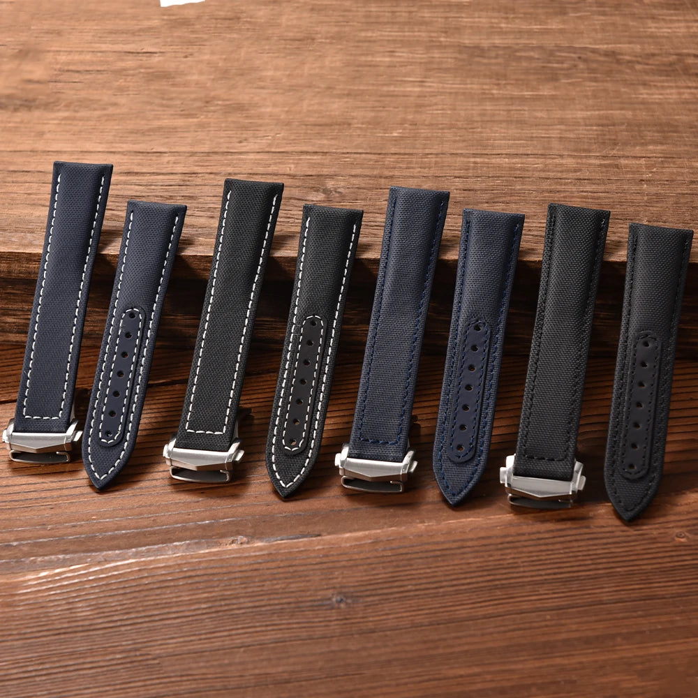 For Omega Strap Leather Sailcloth Watch Strap 20mm22mm Canvas Sailcloth Watch Band for Seiko Business Universal Bracelet for Men