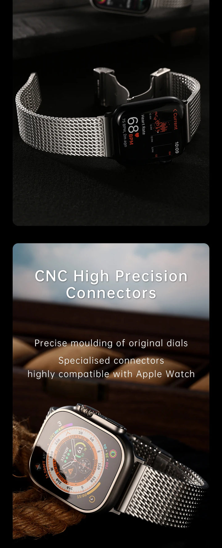 Maikes Milanese Mesh Apple Watch Ultra 2 Band 49mm, 316L Stainless Steel Watch Strap, For Apple Watch Bracelet Accessories