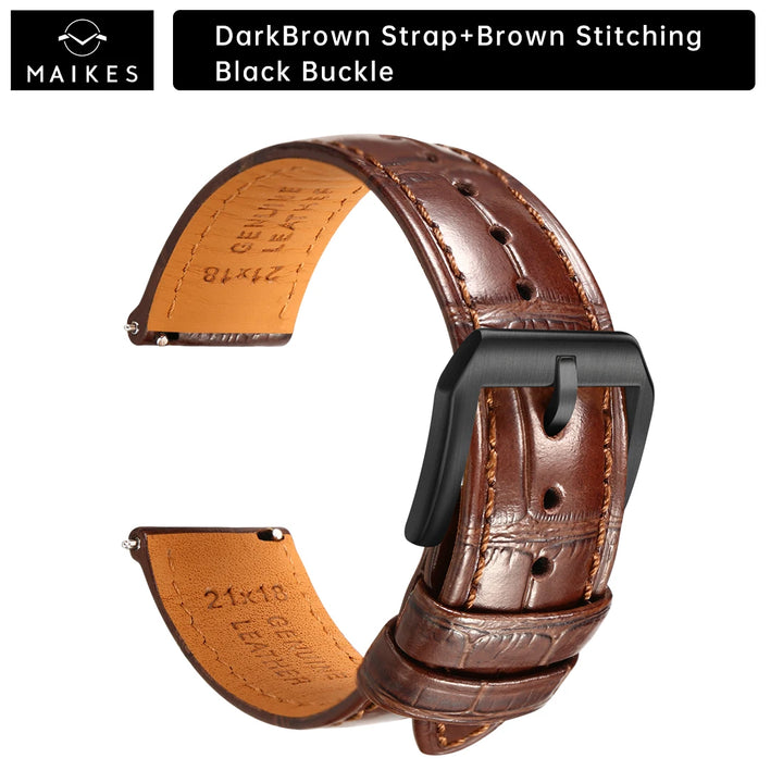MAIKES Calf Leather Watch Strap Quick Release Bracelet For Longines Omega IWC Watchbands 20mm 21mm 22mm Watch Band