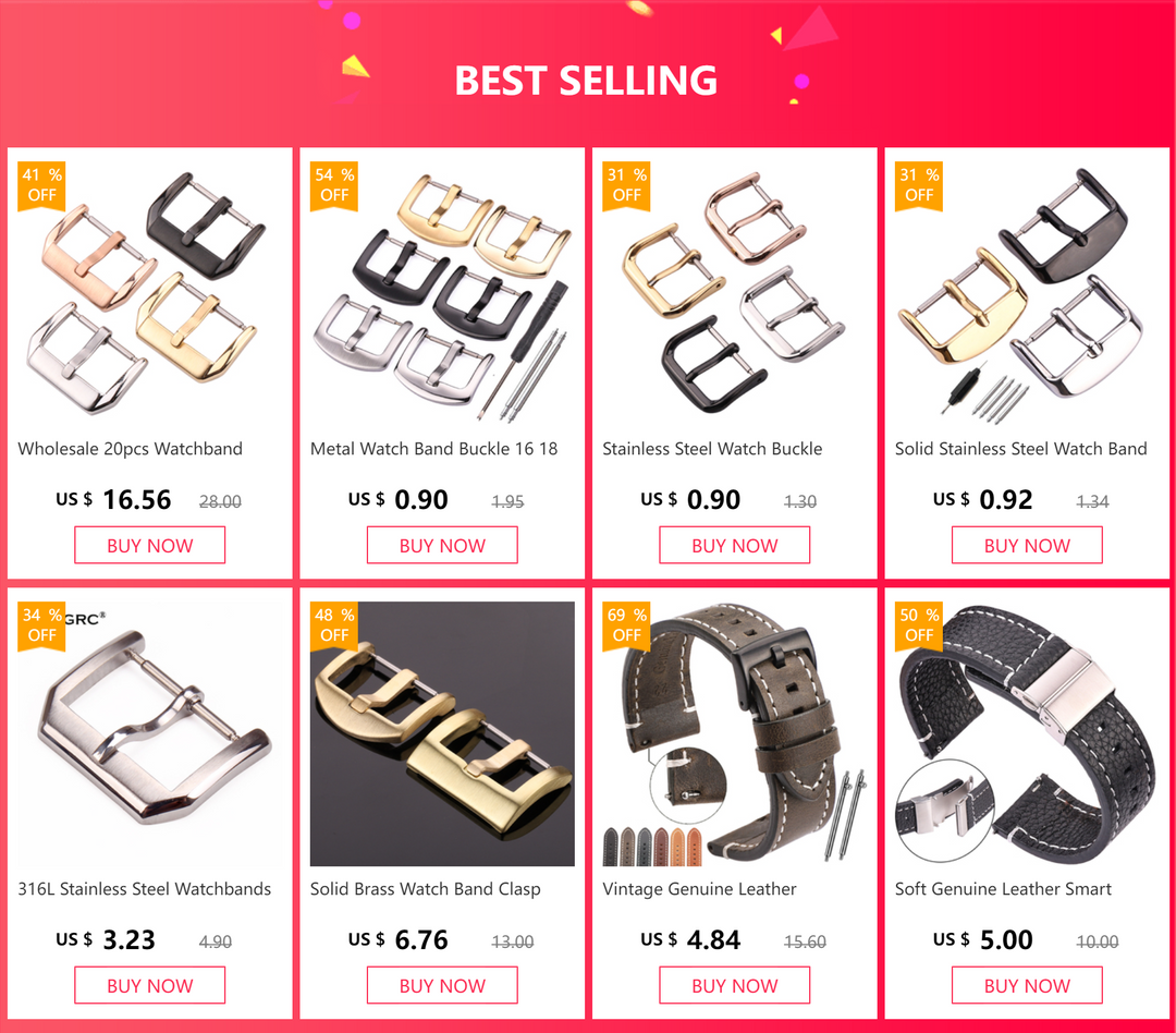 Middle Brushed Stainless Steel Watch Pin Buckle 16mm 18mm 20mm 22mm Silver Gold Black Leather Watch Band Strap Clasp Accessories