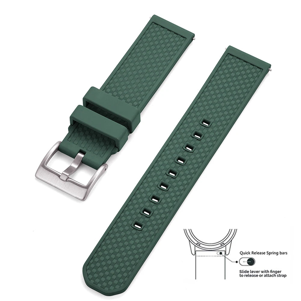 Premium Grade FPM/FKM Watch Strap 18mm 20mm 22mm New Design Fluoro Rubber Watchbands Quick Release For Each Brand Smart Watches