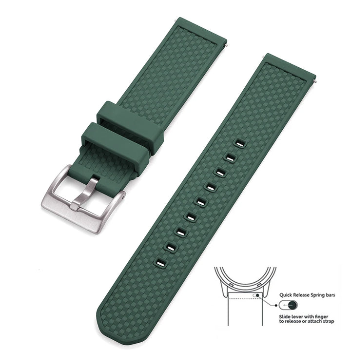 Premium Grade FPM/FKM Watch Strap 18mm 20mm 22mm New Design Fluoro Rubber Watchbands Quick Release For Each Brand Smart Watches