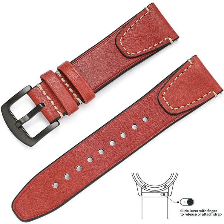 op Grain Genuine Leather Watch Band 20mm 22mm (Quick Release)