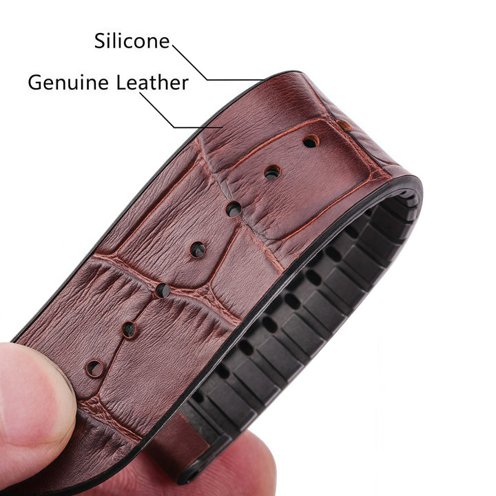 Genuine Leather Watchband Men Women Rubber Silicone Waterproof Breathable Watch Band Strap Buckle Clock Accessories 18 20 22mm