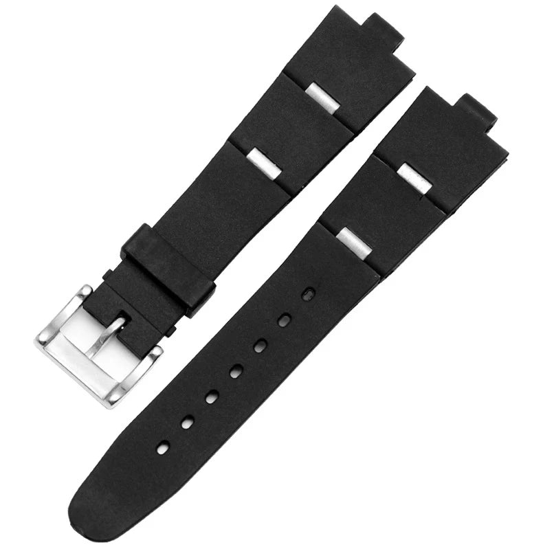 Black Rubber Replacement Watch Strap for BVLGARI (22/24mm)