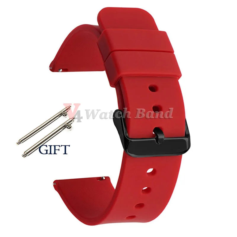 Universal Watch Straps 20mm 22mm 24mm 14mm 16mm 18mm Quick Release Silicone Band for Samsung for Huawei Women&Men Accessories