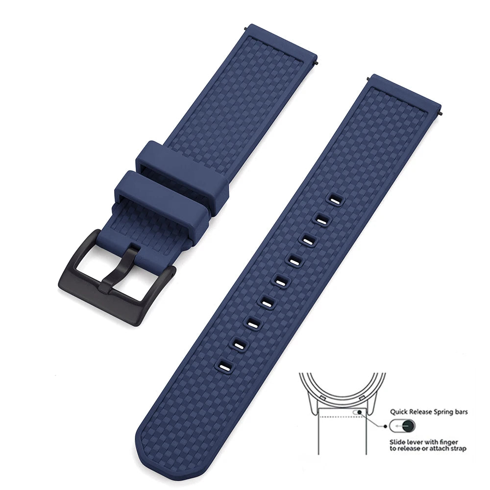 Premium Grade FPM/FKM Watch Strap 18mm 20mm 22mm New Design Fluoro Rubber Watchbands Quick Release For Each Brand Smart Watches