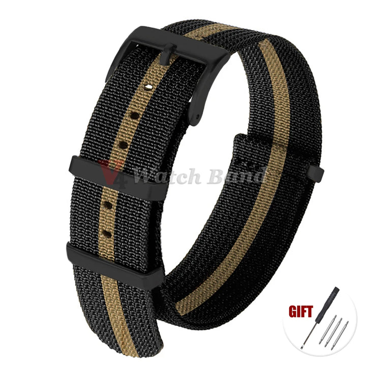 Universal Fabric Nylon Watch Strap with Black Buckle (20/22mm)
