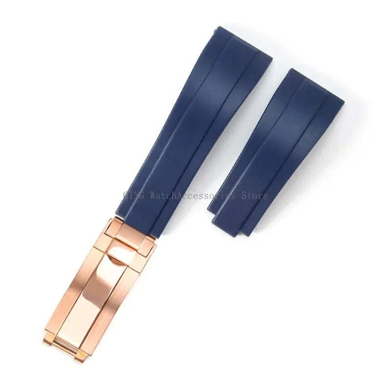 Rubber Silicone Watch Strap for Rolex Oysterflex – 20mm, Folding Buckle